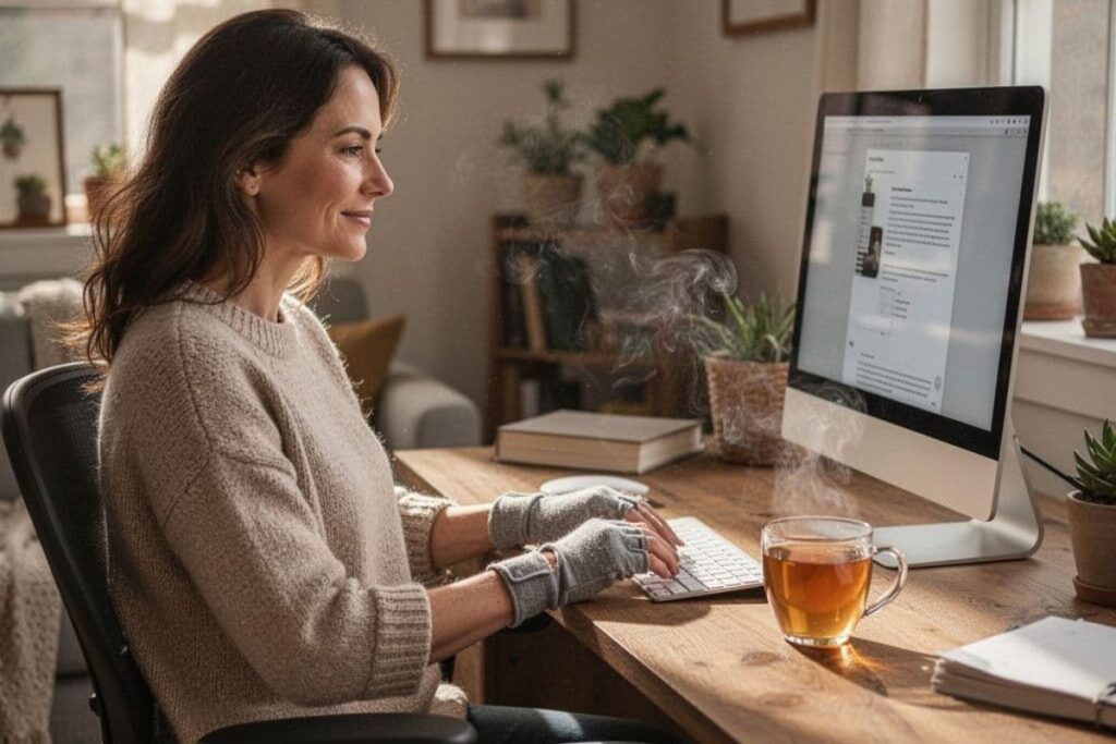 Fingerless Raynaud's gloves for typing indoors