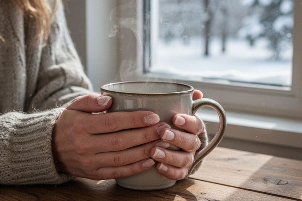 Cold fingers before putting on Raynaud's gloves