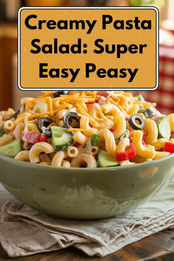 Whip up this Super Easy Peasy Creamy Pasta Salad in minutes—perfect for potlucks, picnics, or a quick and tasty side dish!