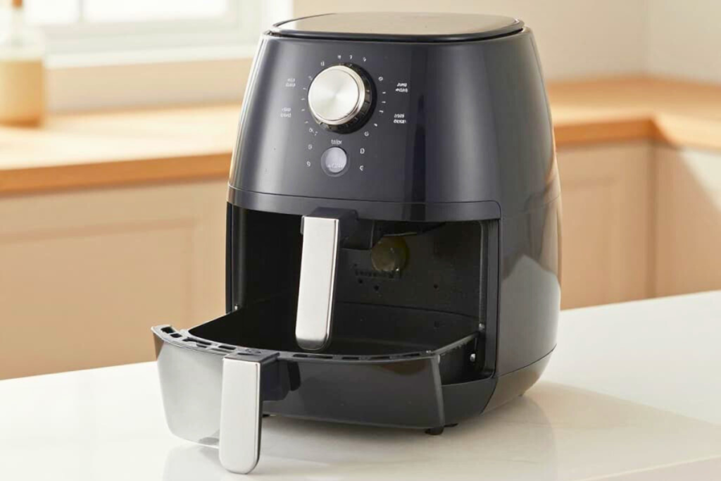 Air fryer on kitchen counter used for easy breakfast recipes