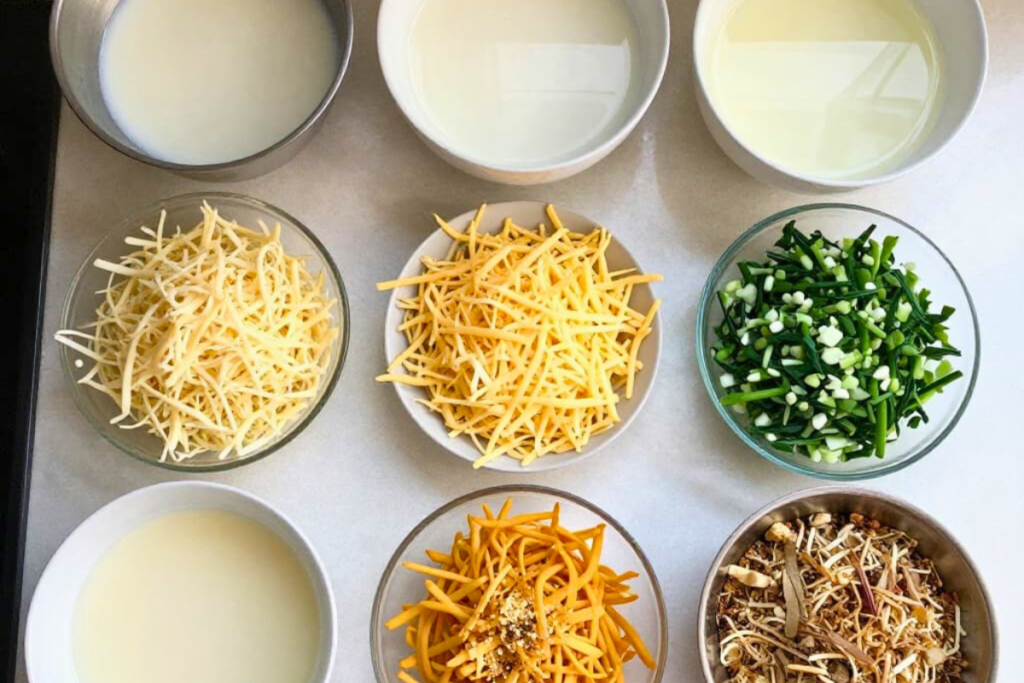 Ingredients for making an easy air fryer omelet recipe