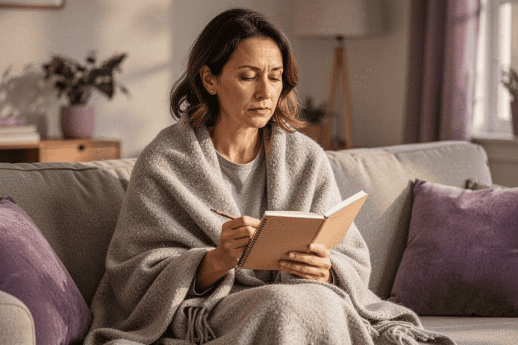 Woman using journaling for mental health to process emotions and reduce stress