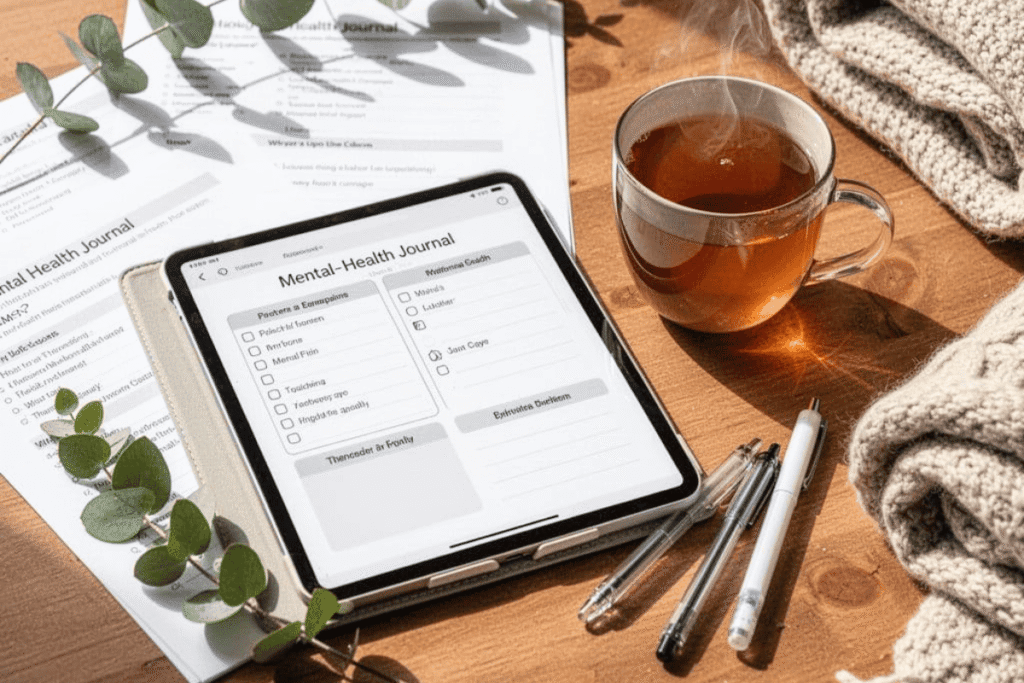 Printable mental health journal for emotional wellness and self-care
