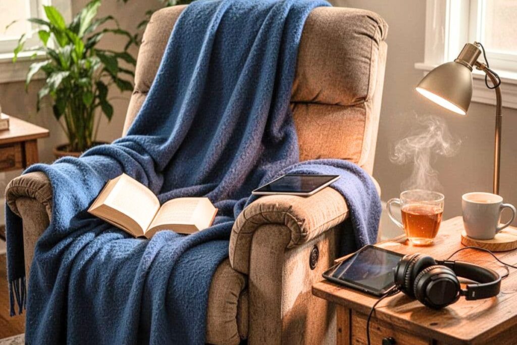 Reading and listening activities for low-energy stress relieving hobbies