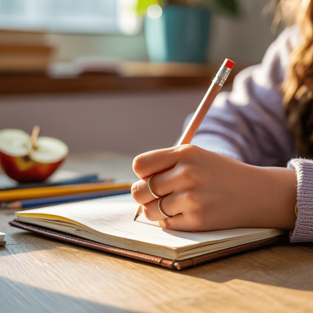 teen writing in a journal