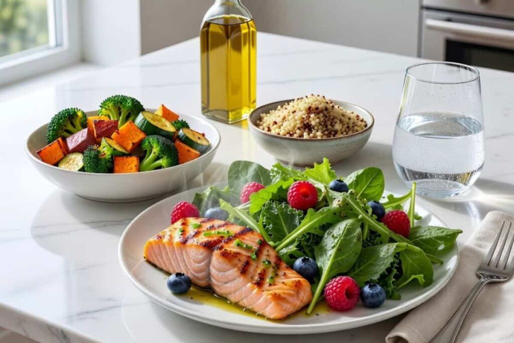 Colorful balanced foods for a guide to foods to avoid with fibromyalgia