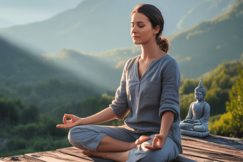 woman mendititating showing emotional resilience