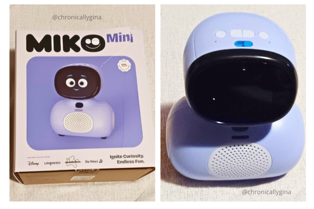 Miko Mini AI Robot educational toy for kids shown beside its box, a smart interactive gift that encourages learning and curiosity, perfect for holiday gift guides.