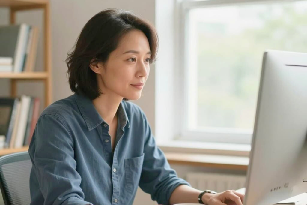 Working professional at home office balancing daily responsibilities while attending an intensive outpatient program.