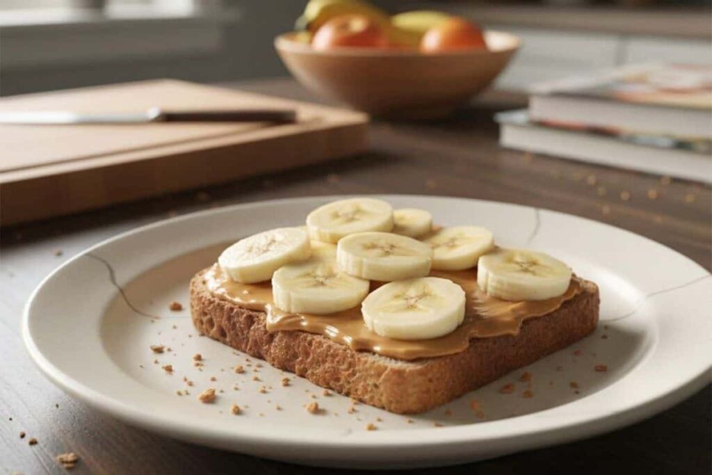 simple low energy meal with toast peanut butter and banana for chronic illness