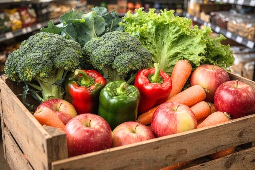 Fresh produce available for building a kidney-friendly diet.