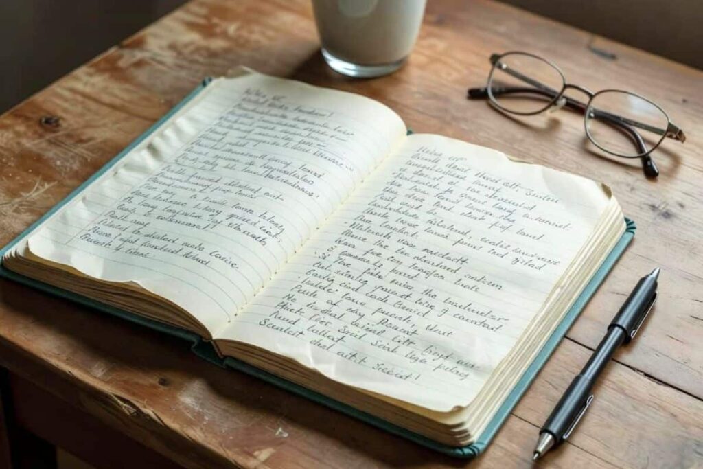 Open journal for writing down anxious thoughts and worries