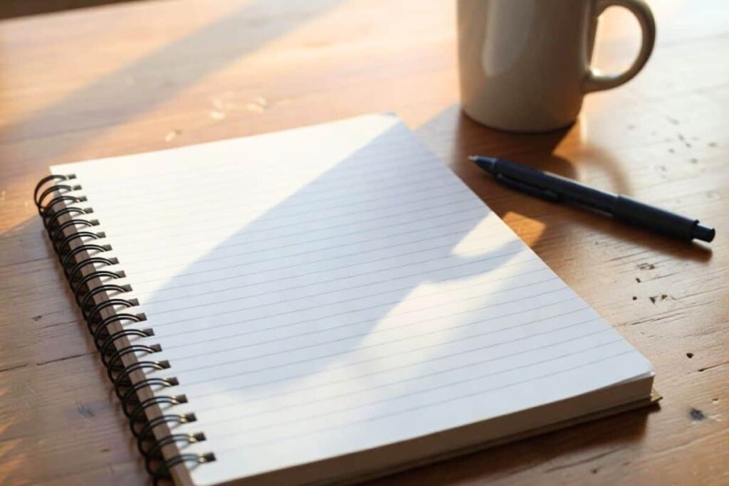 Simple notebook and pen for anxiety journaling
